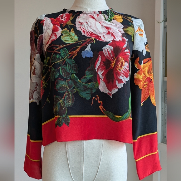 Silk Rose Garden Print Blouse - Picture 5 of 11